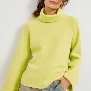 En Elly Sweater Women XS Small Thomasa Turtleneck Fleece Anthropologie Lime Gree